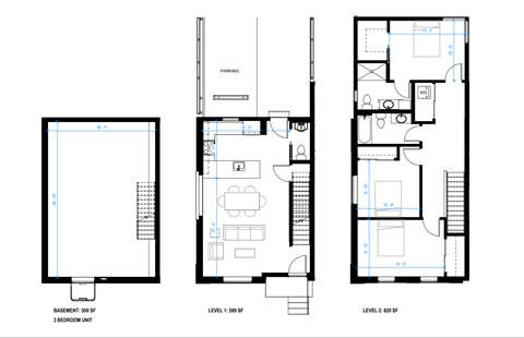 Floor plan for 3 beds, 2.5 baths, 1320 sqft
